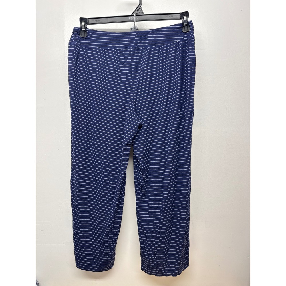 Soma Pajama Set Womens Medium Navy White Striped Short Sleeve Crop Pants #49 - Picture 5 of 7